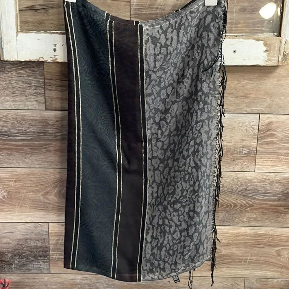 Accessory Street Wrap Scarve, Multiple Dark Colors, Oversized